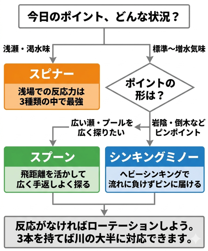 渓流ルアー ポイント別