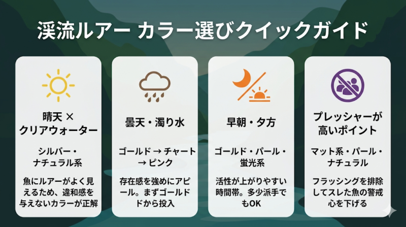 渓流ルアー カラー選びクイックガイド