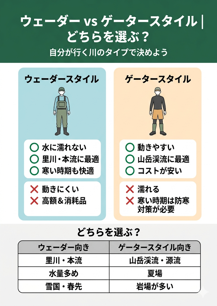 ウェーダー VS ゲータースタイル