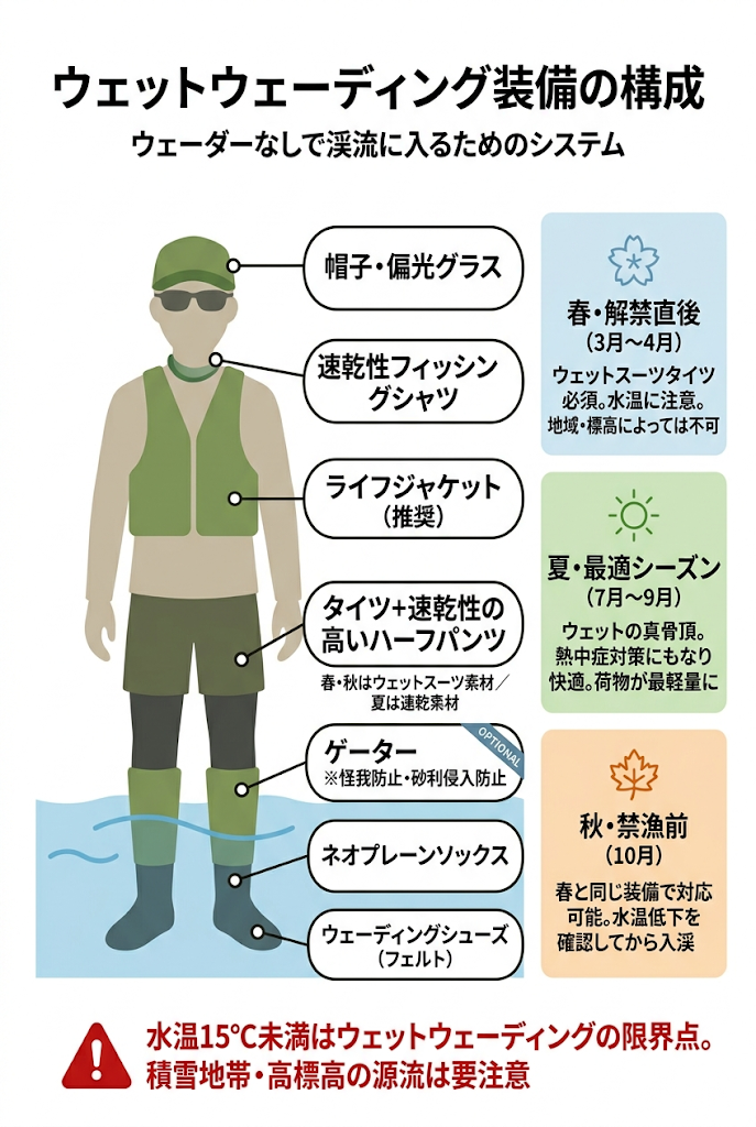 ウェットウェーディングの装備