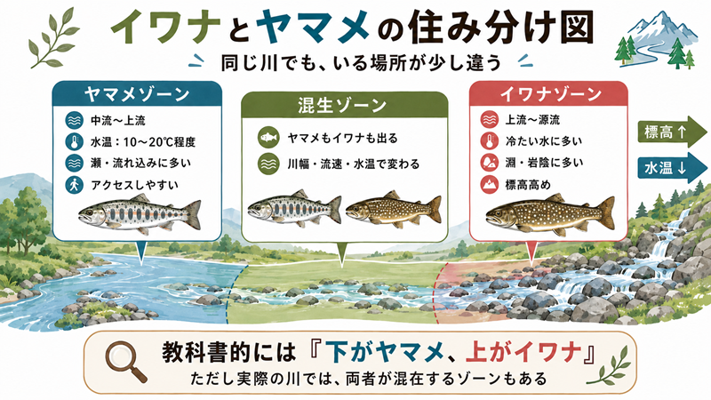 イワナ ヤマメ 住み分け図